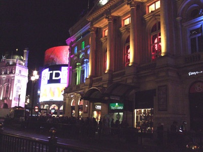 Looking towards Piccadilly at night