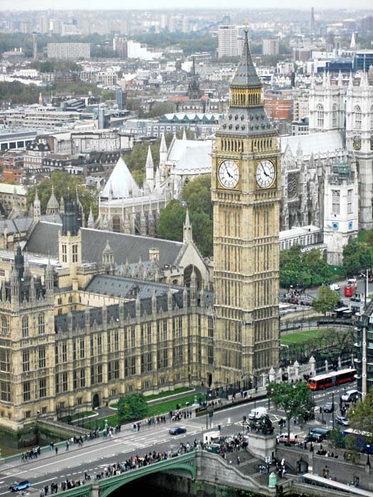 Big Ben and Westminster Abbey from the London Eye