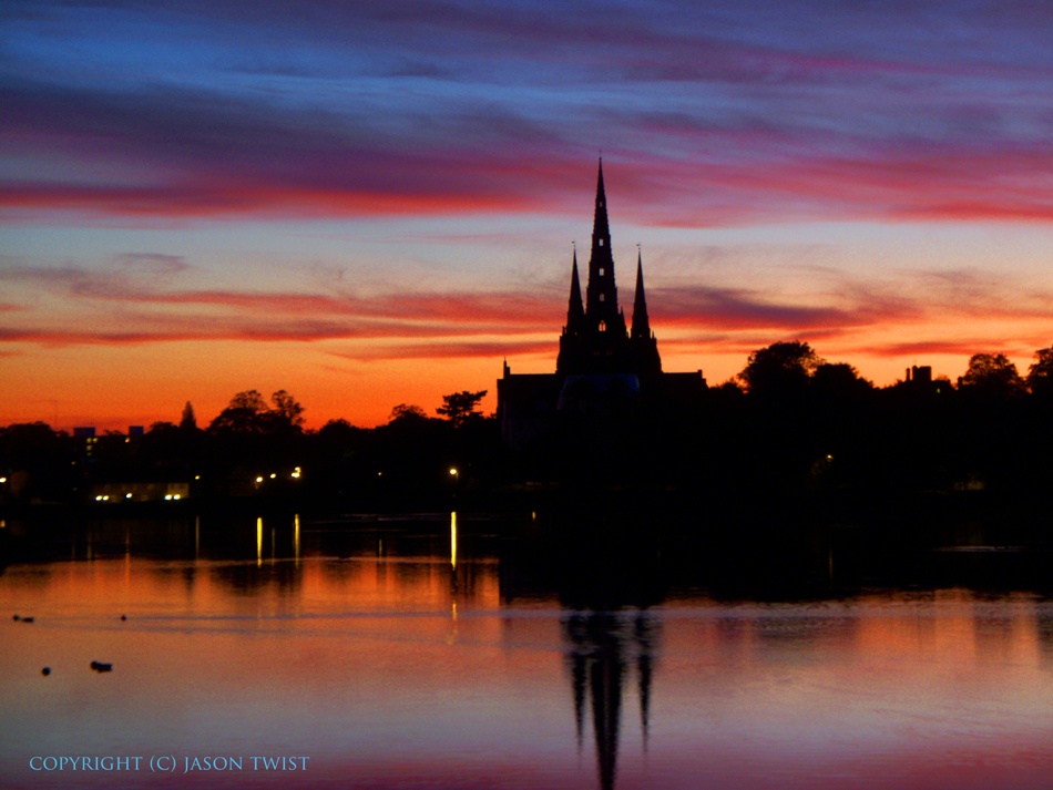 Photograph of Lichfield Cathedral sunset