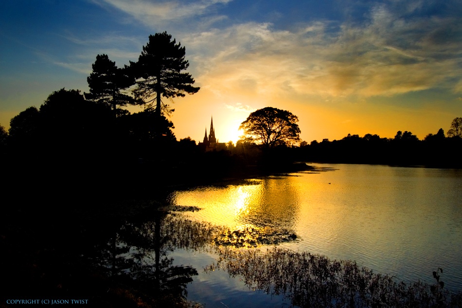 Photograph of Stowe Pool sunset