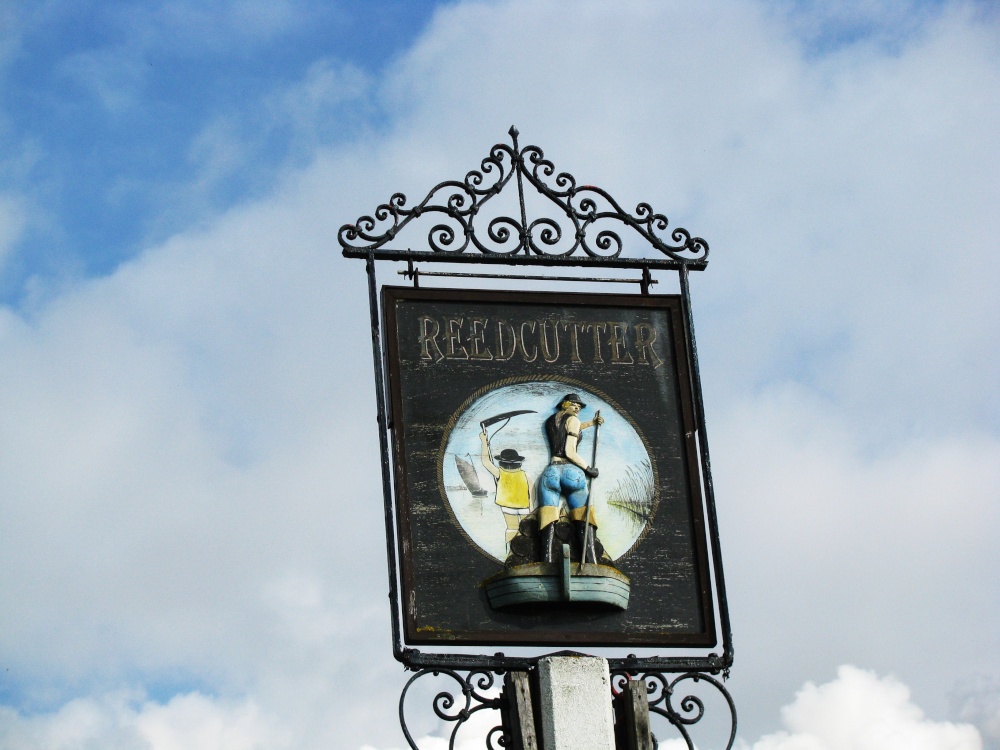 Photograph of Reedcutters Pub Sign.