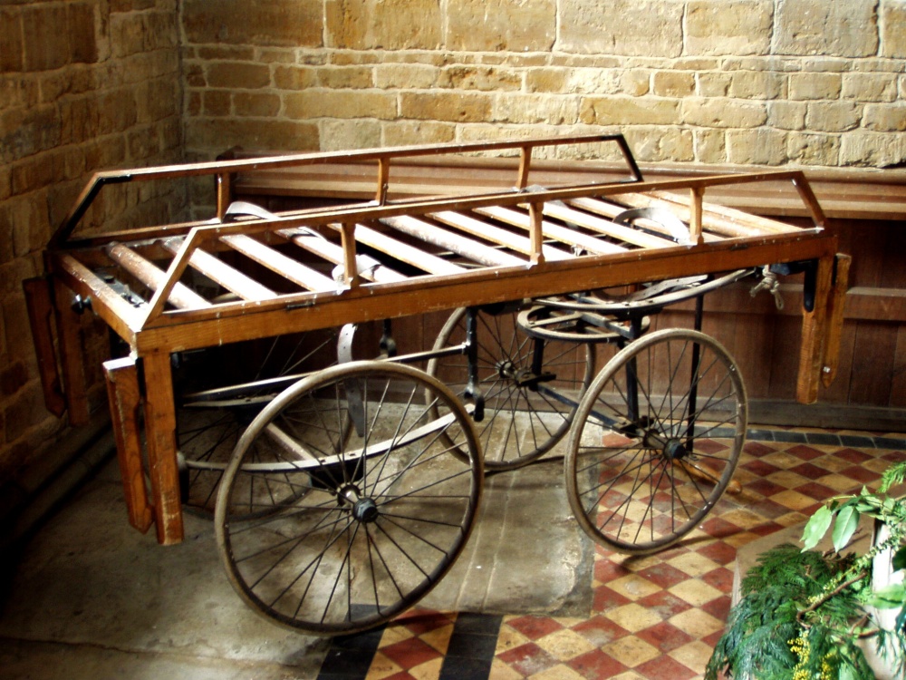 Photograph of Coffin Bier in Holdenby Church, Northamptonshire