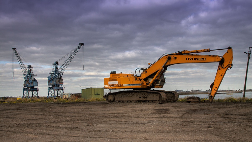 Photograph of Cranes and digger