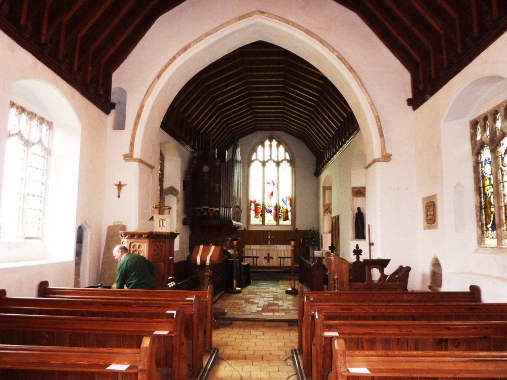 Church Interior, the cleaner was busy at work.