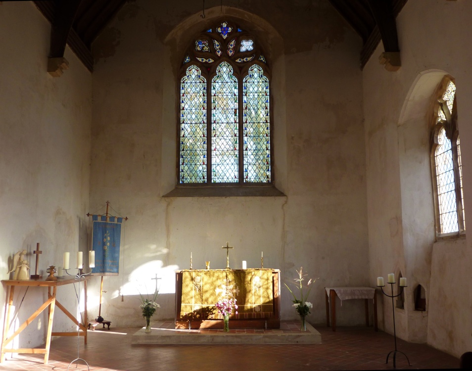 Photograph of An unusual sparse Church interior