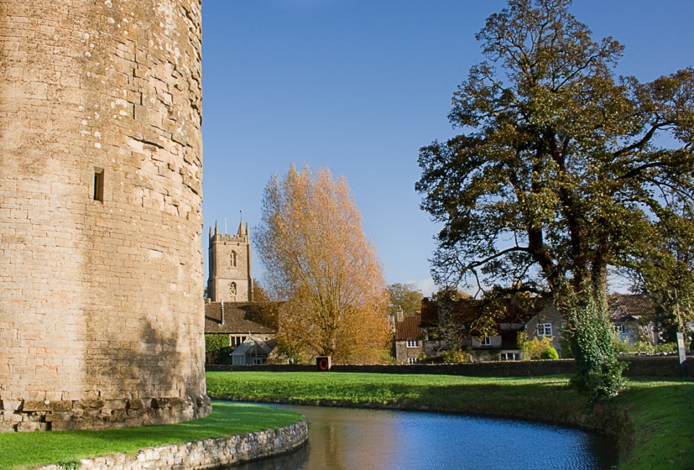 Photograph of Nunney Church seen from the Castle