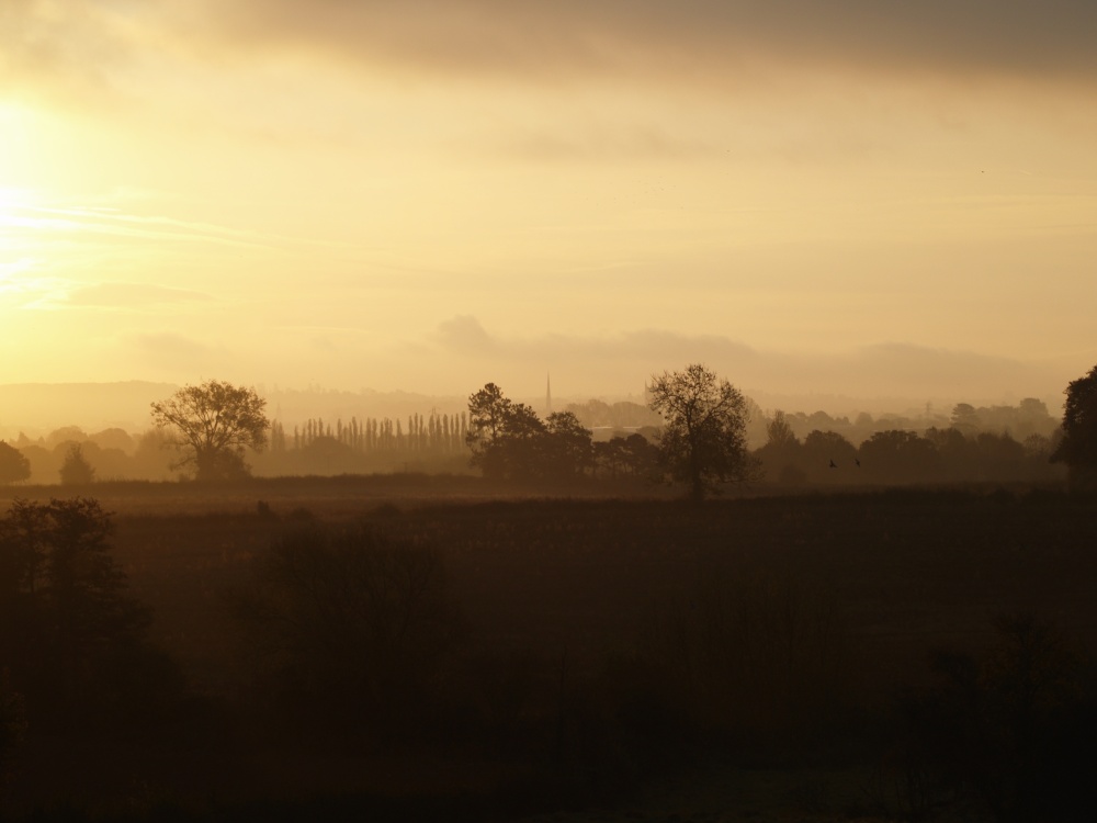 Autumn morning - Worcester from Lower Broadheath