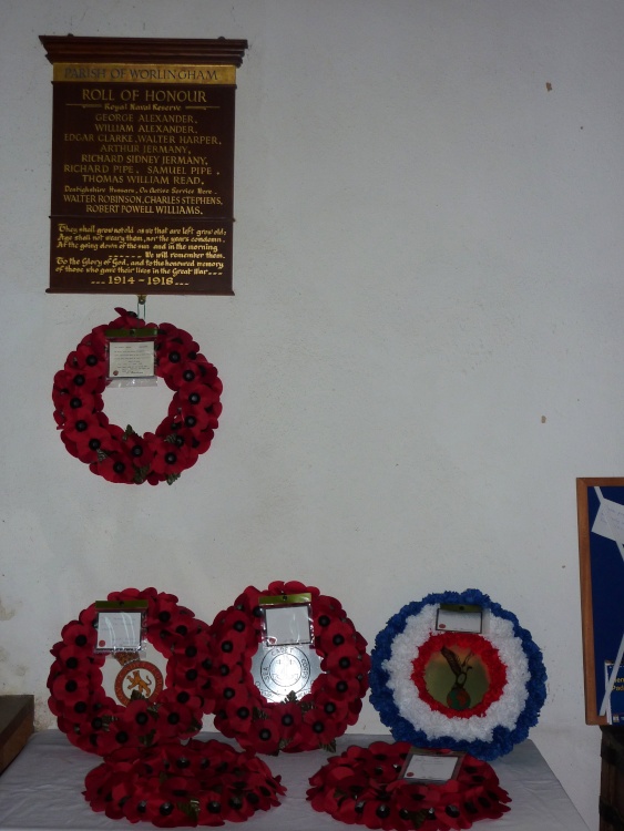 Remembrance Wreaths in Worlingham Church