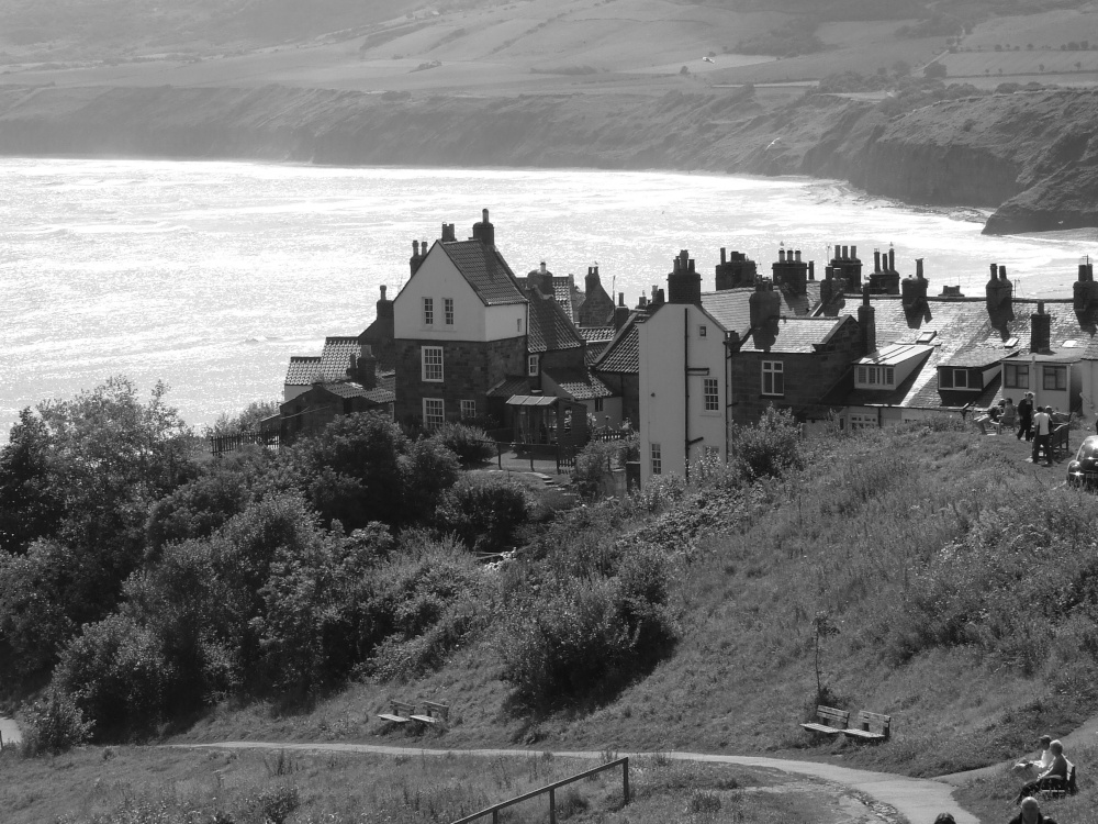 Robin Hood's Bay in monochrome