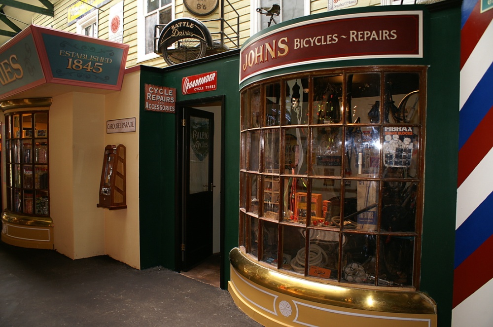 Victorian shops at Yesterdays World. photo by Peter Evans