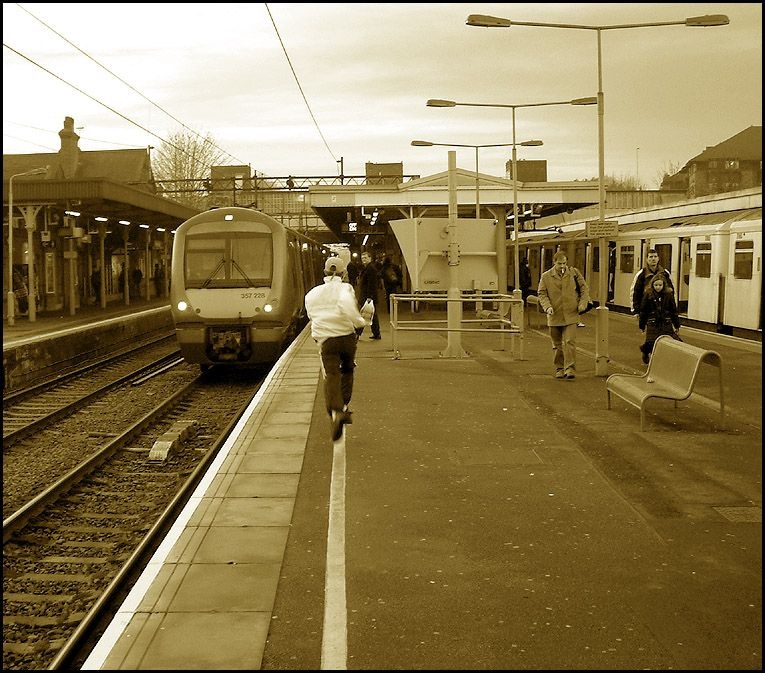 Running for the train at Upminster