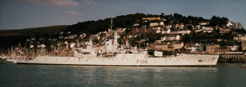 HMS Plymouth on the Dart in 1987