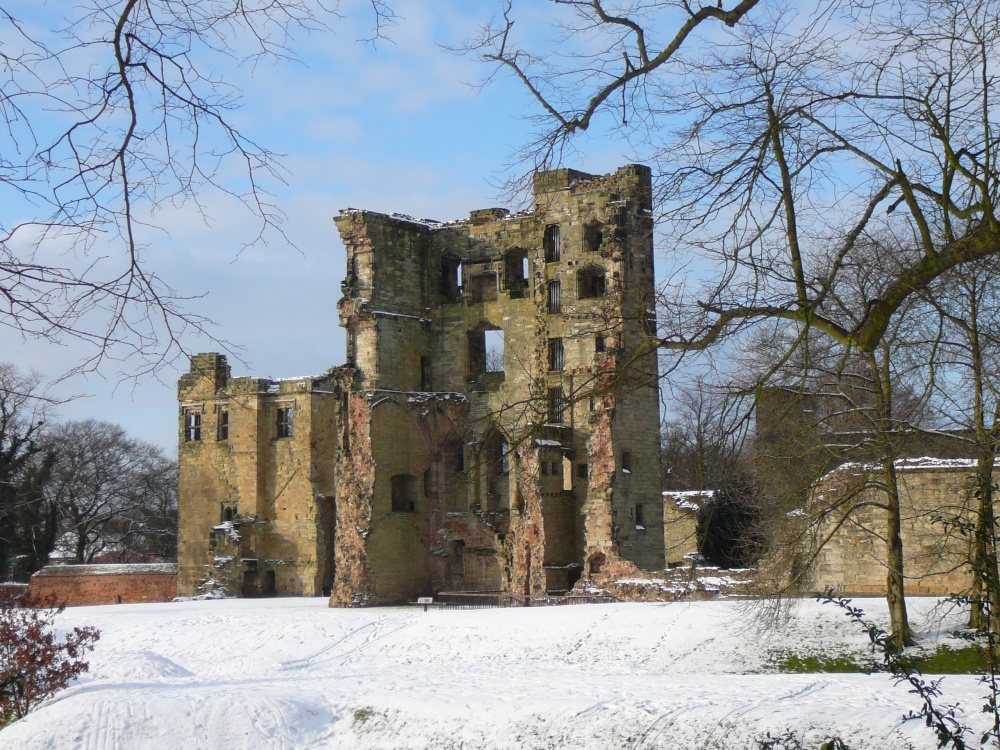 Ashby Castle in the snow photo by Linda Mott