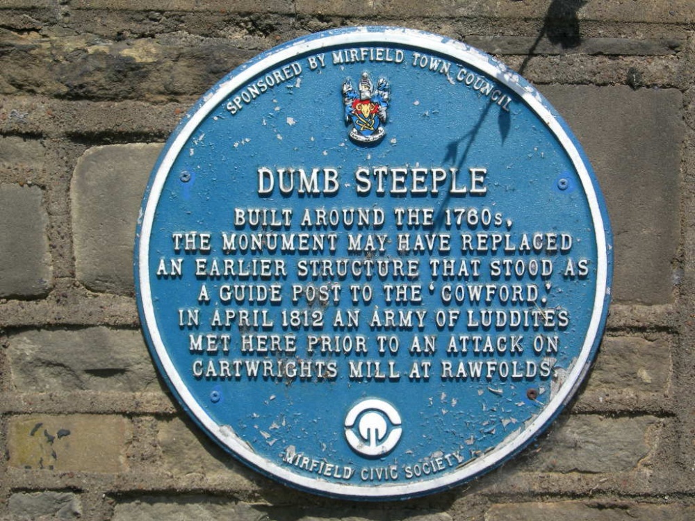 Photograph of The Dumb Steeple Plaque, Cooper Bridge.