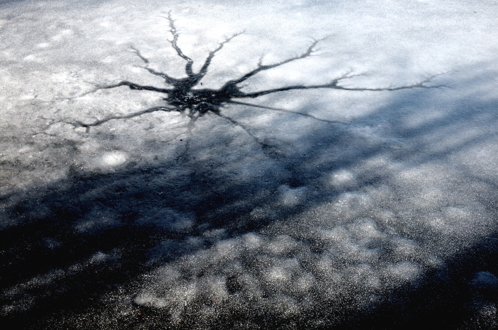 Ice on Jubilee Lake, Steeple Claydon, Bucks