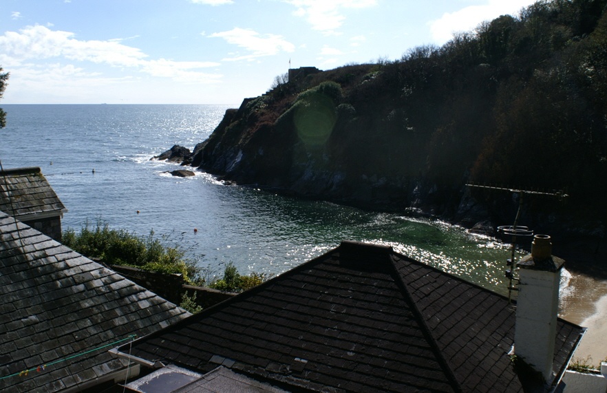 St Catherine's Castle above Readymoney Bay. photo by Peter Evans