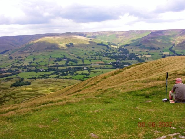 View of Edale Valley from Mam Tor. photo by George Firth