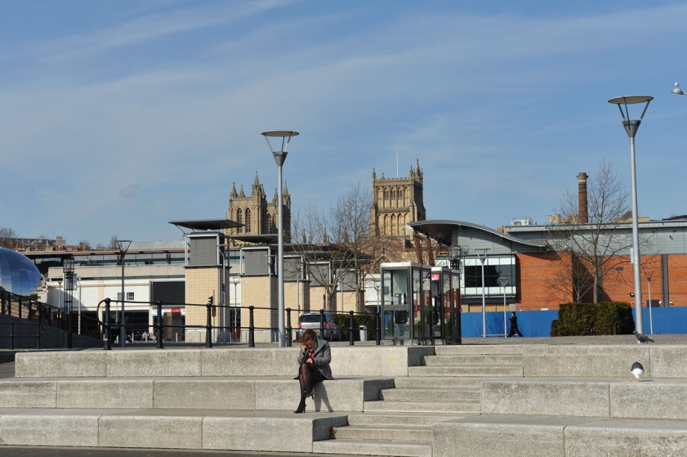 Bristol Cathedral looking from the Harbour Side