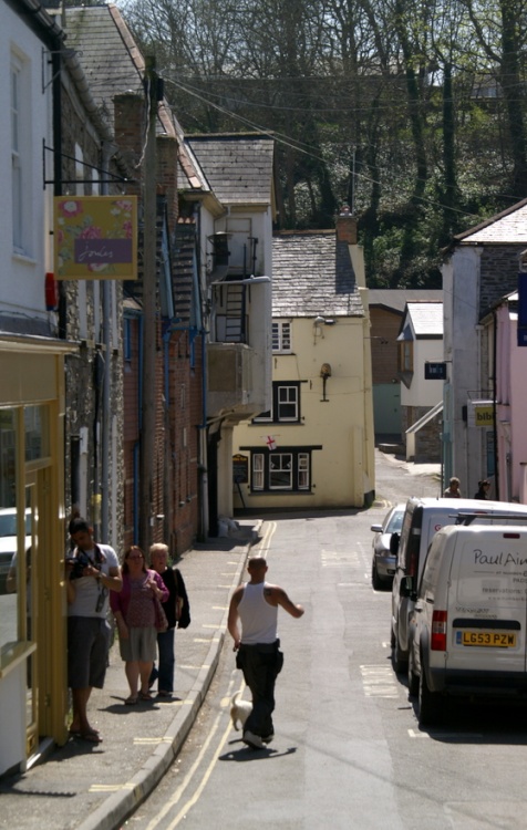 In a street in town.