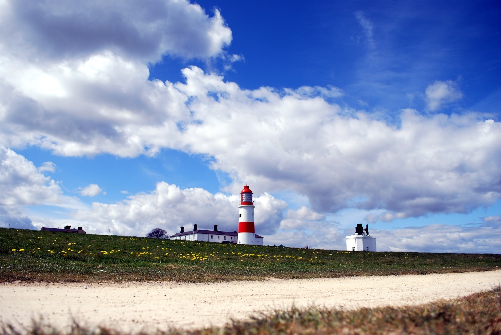 Photograph of Souter lighthouse from clifftops