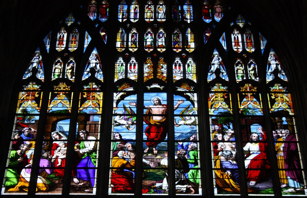 Norwich Cathedral, one of the beautiful stained glass windows