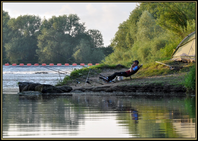 Fishing below Lincomb Weir on the River Severn.