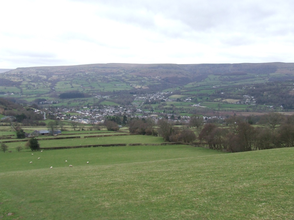 View of Crickhowell from the Table Mountain