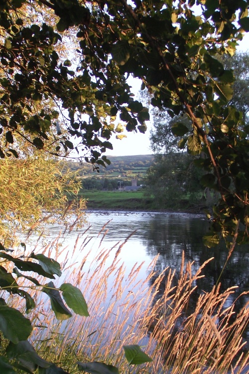 View of Llangattock from the River Usk