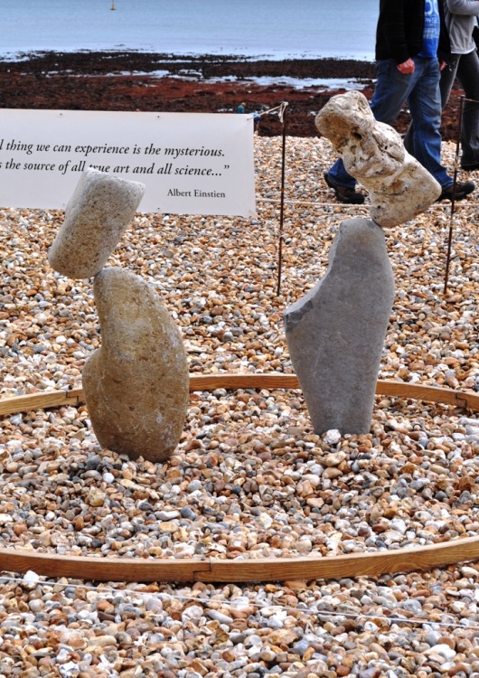 Stone balancing at Lyme Regis