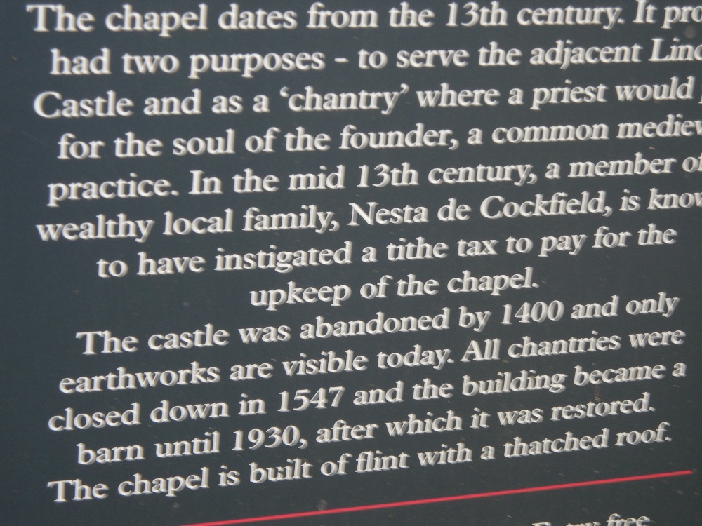 Lindsey, Suffolk. Inscription near the Chapel of St James