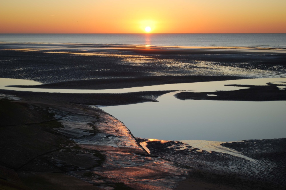 Sunset over Blackpool beach