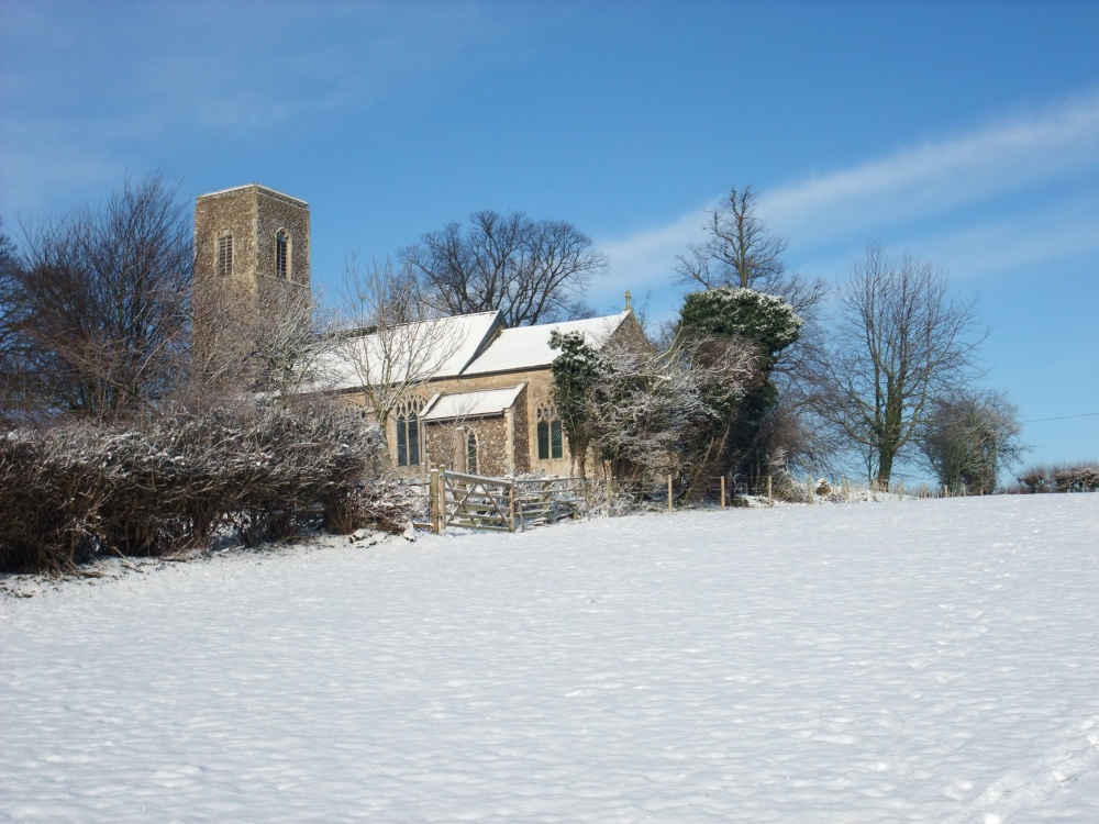 Photograph of Braydeston Church in the snow