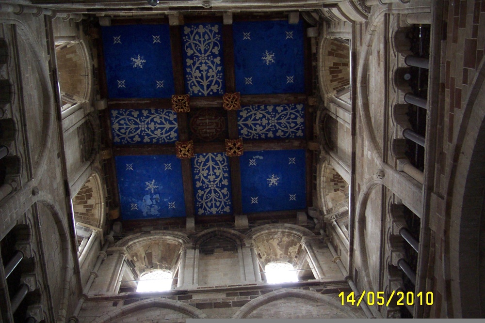 The ceiling inside the central tower of Wimborne Minster