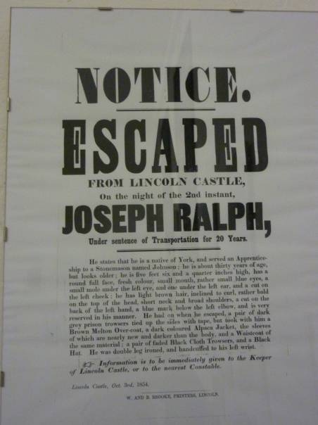 Old Lincoln Castle prison notice