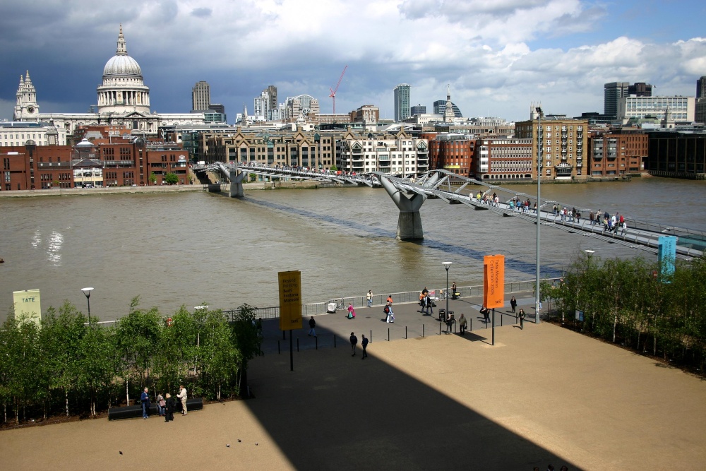 Millennium Bridge with St Paul's seen from the Tate Modern
