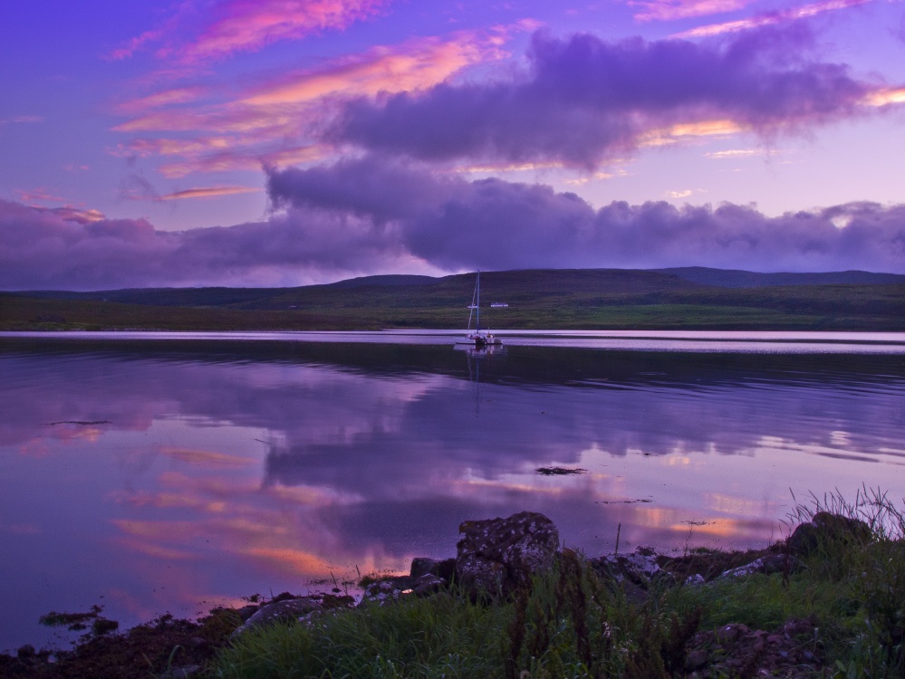 Evening reflections in Loch Greshornish photo by Sally Birch