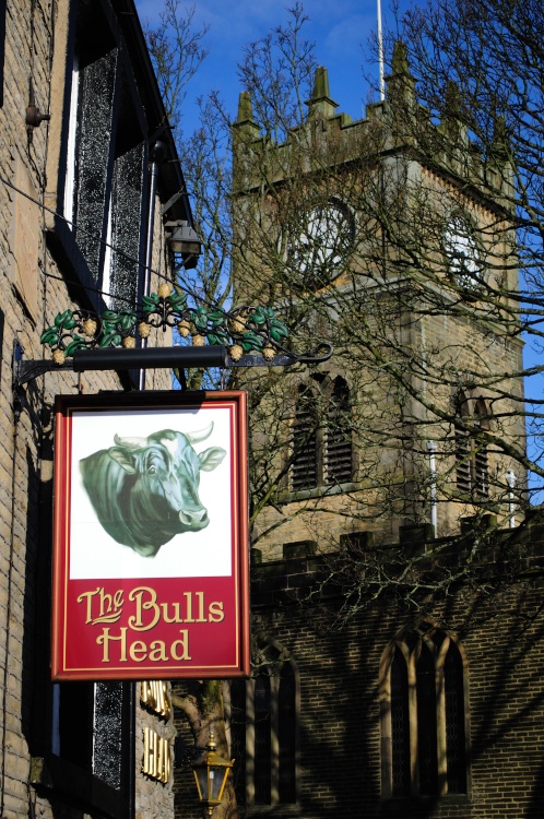 The Bulls Head and Church of Hayfield