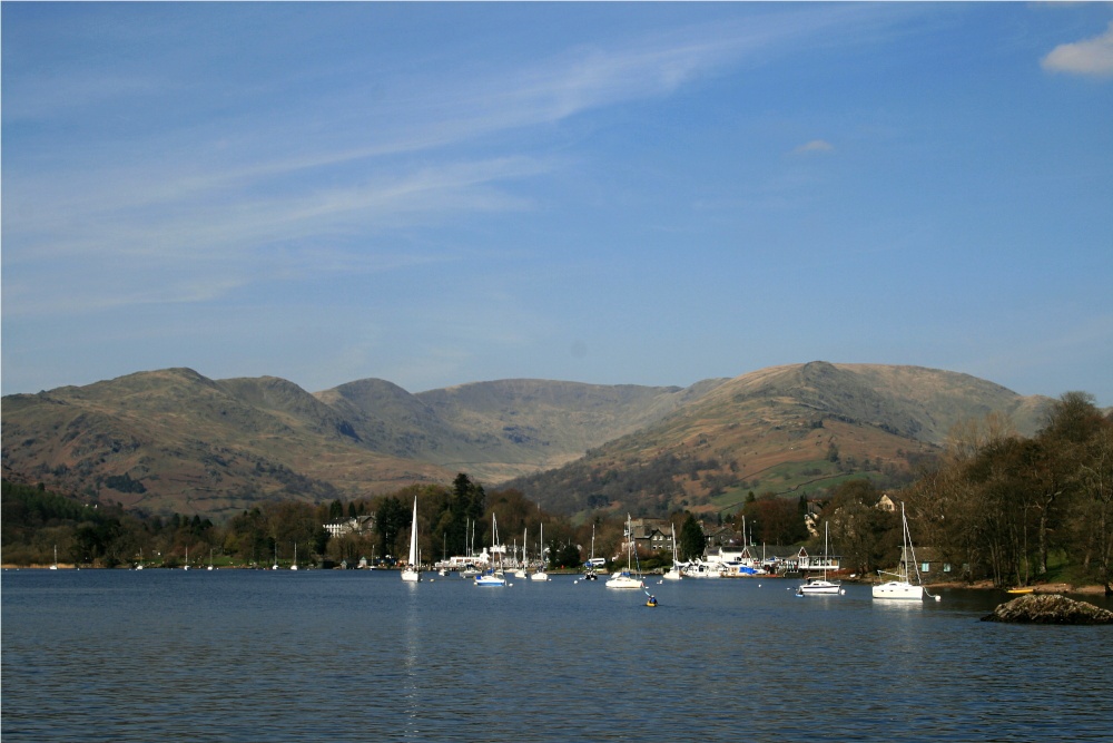 Photograph of Waterhead and the Fairfield Horseshoe, seen from Windermere.