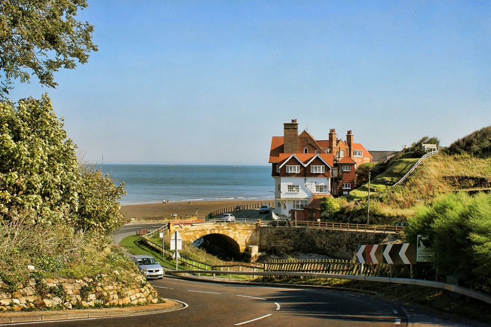 Photograph of Sandsend, looking east towards the sea.
