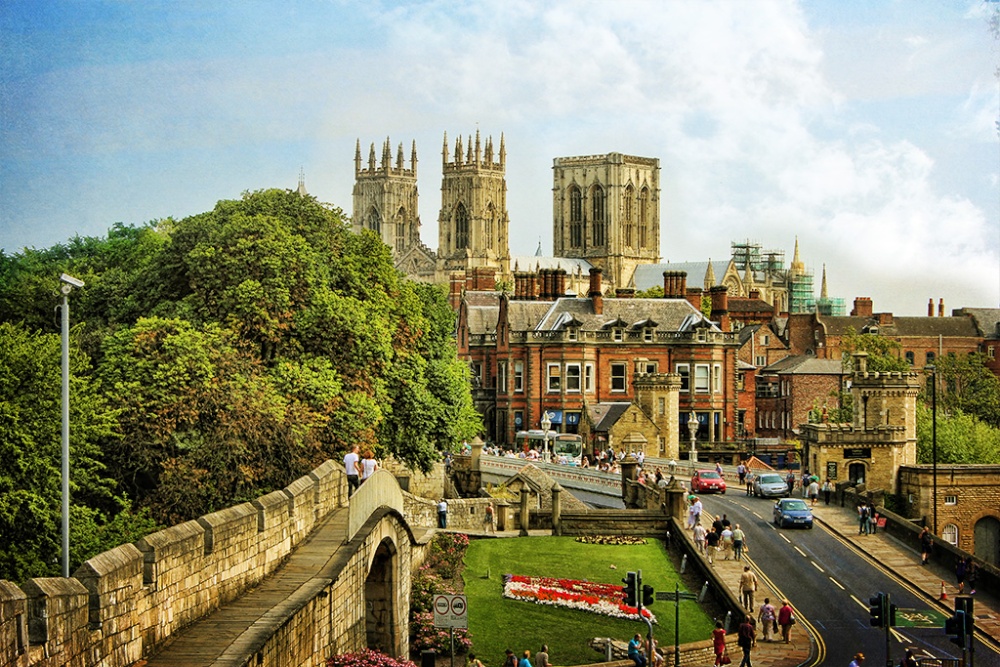 Photo of York Minster from the walls.