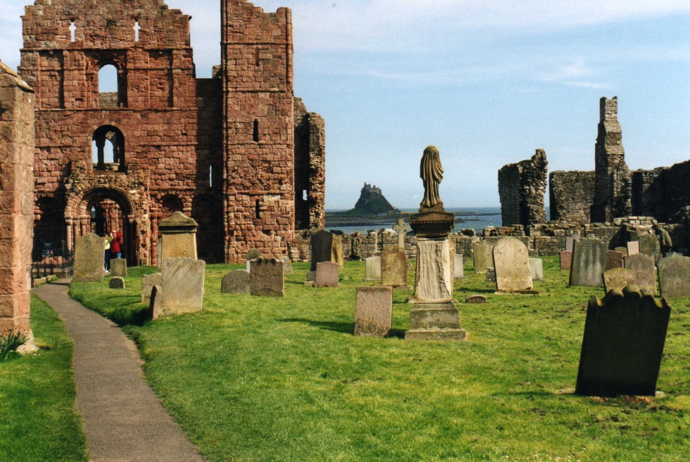 Lindisfarne Abbey with Castle in background