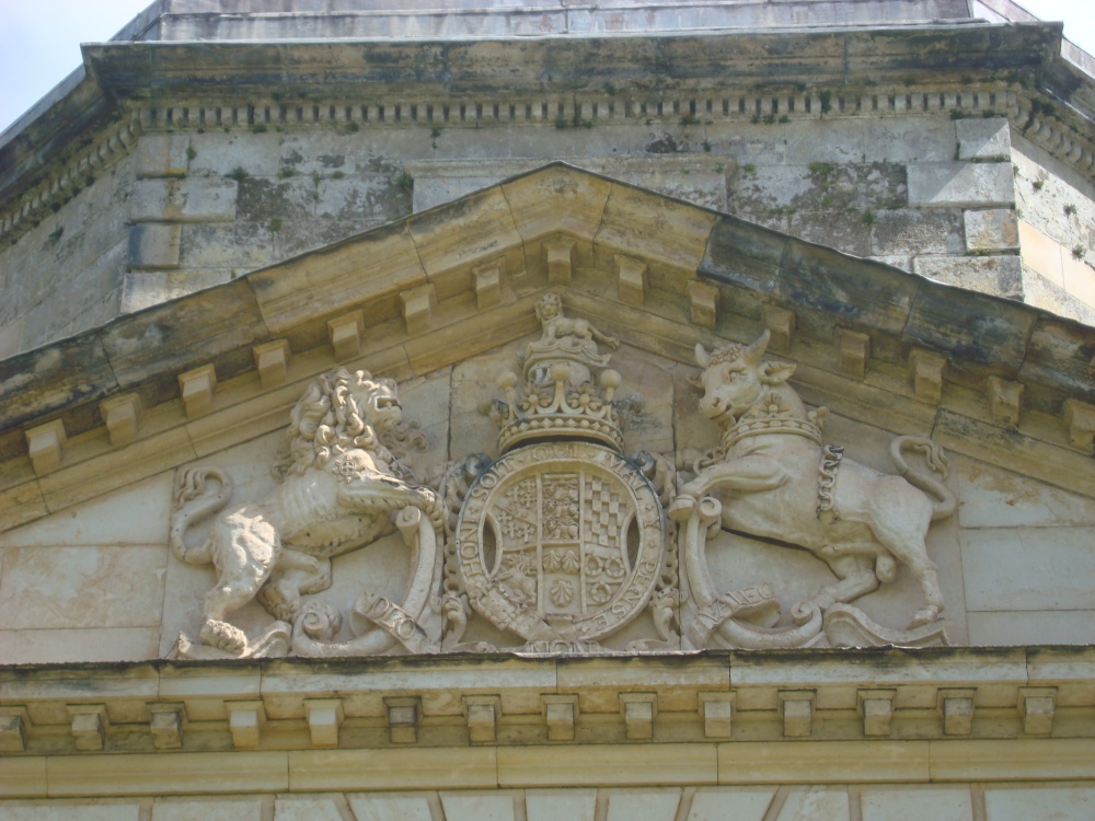 The family arms on the main building.