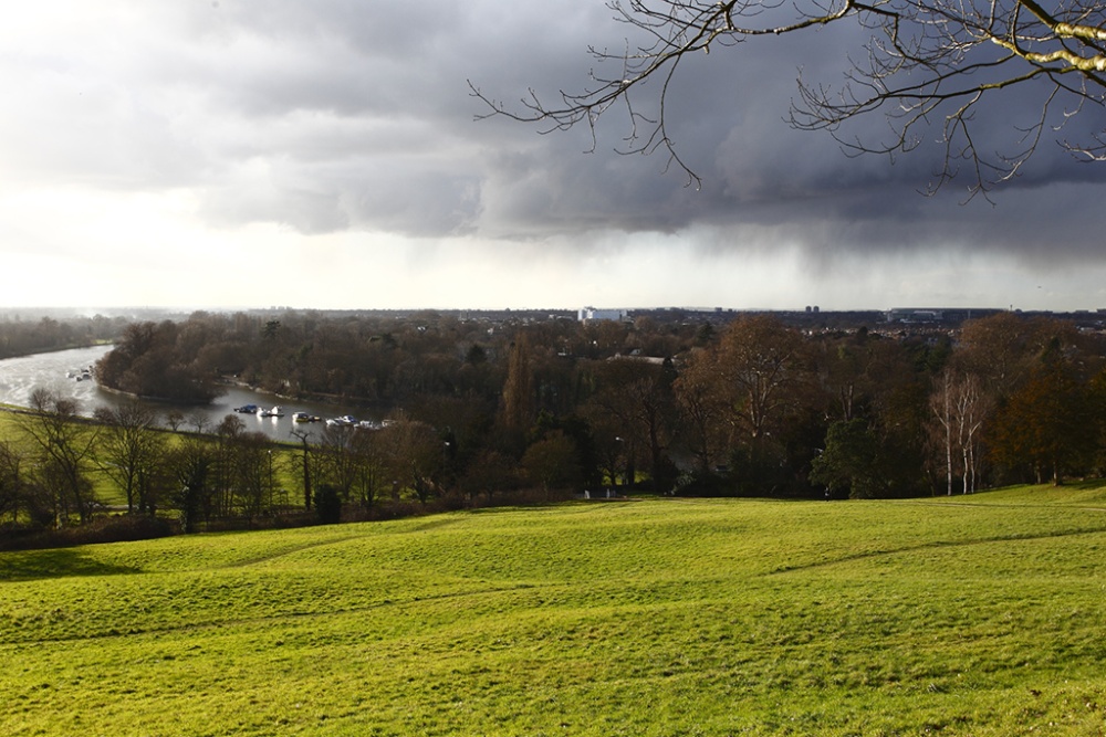 Photograph of Thames and Twickenham Stadium from Richmond Hill