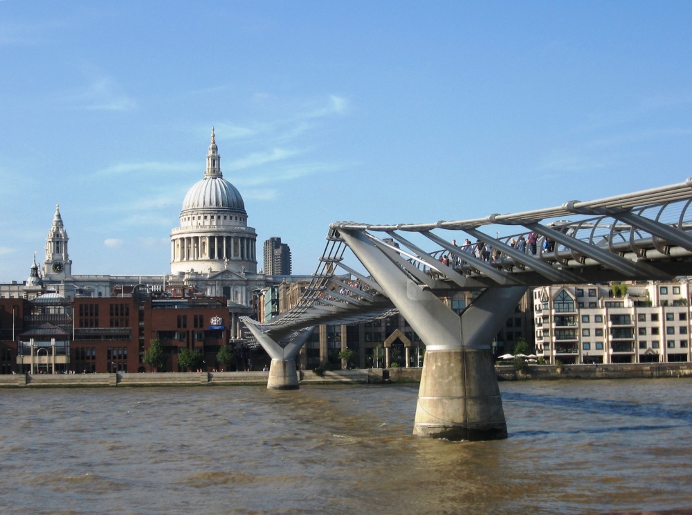 Millenium Bridge and St Paul's Cathedral in London