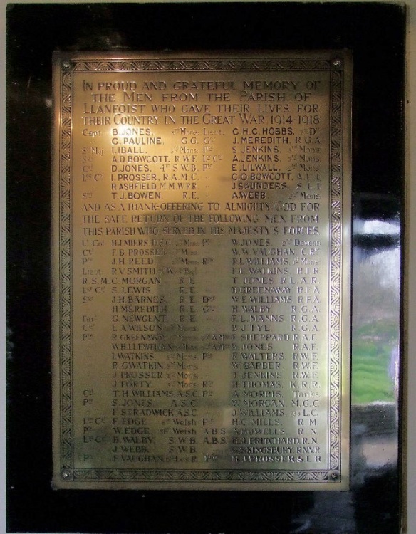 Llanfoist, St Faith War Memorial