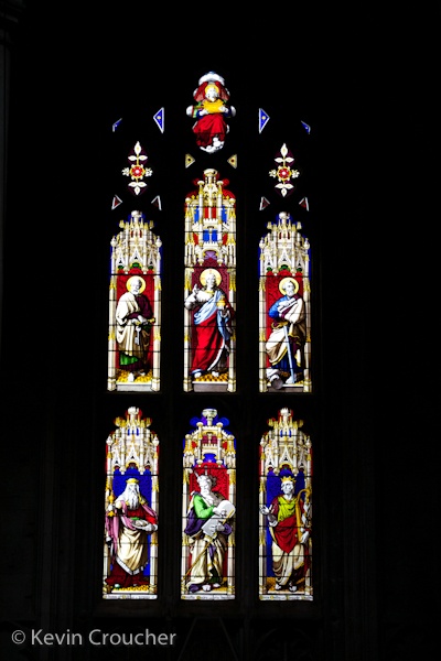 Stained glass window in Winchester Cathedral
