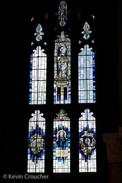 Stained glass window in Winchester Cathedral