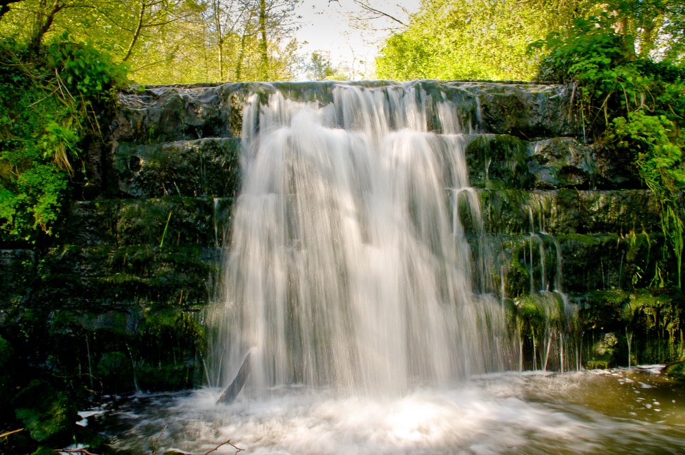 Waterfall at Roche Abbey, South Yorks photo by Mick Carver