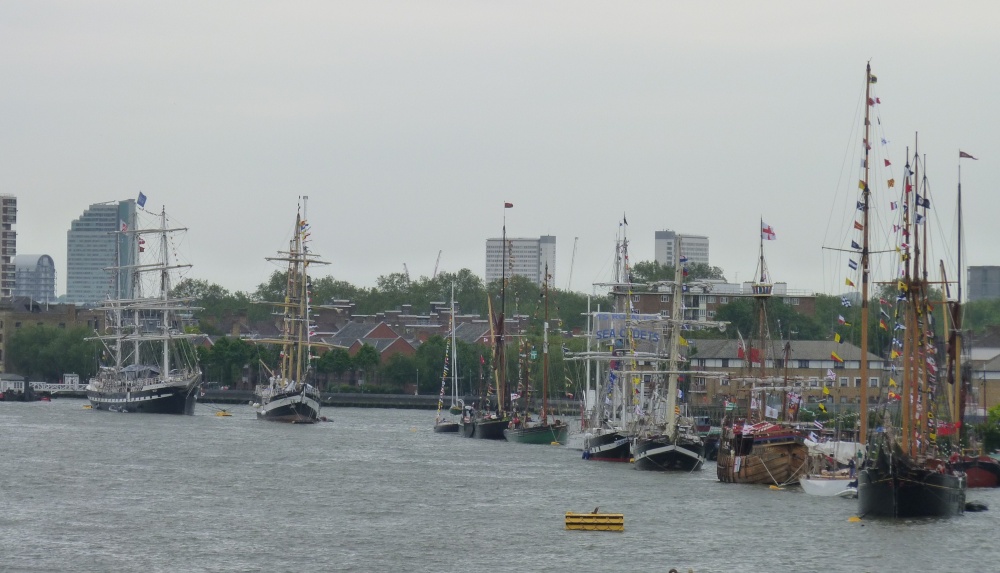 The so-called Avenue of Sail assembled for the Jubilee Pageant near Tower Bridge