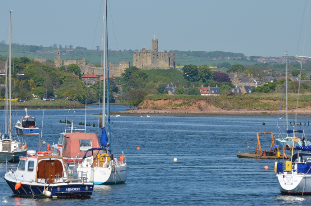 Photograph of Amble, view towards Warkworth Castle